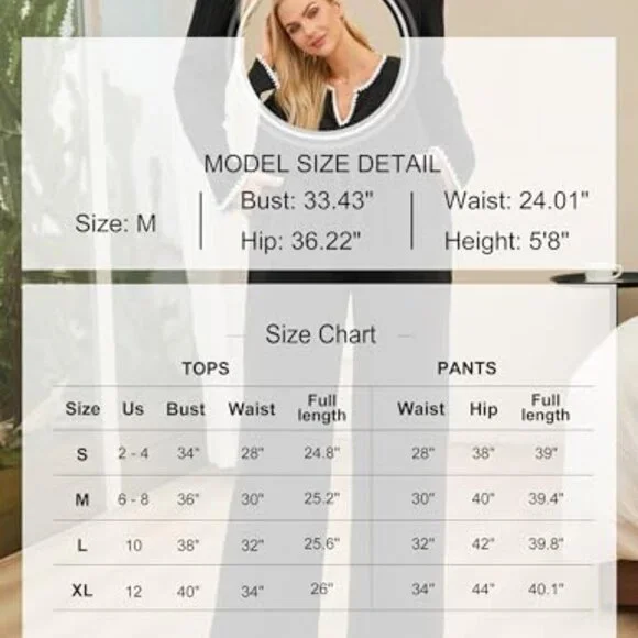 Women's Fleece Pajama Set with Pockets, Long Sleeve Lounge Wear - Picture 7 of 8